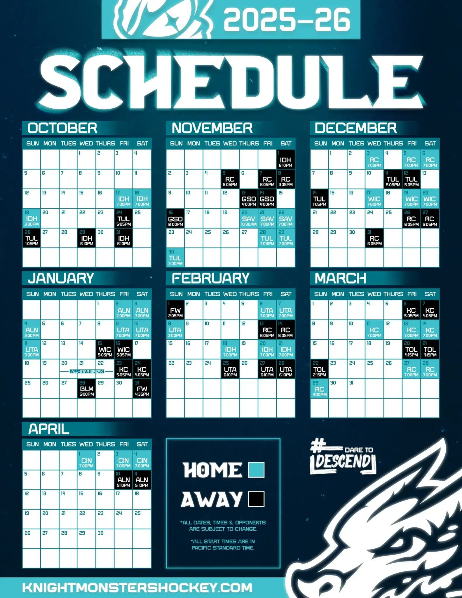 Night of Action: Tahoe Knight Monsters vs Idaho Steelheads schedule